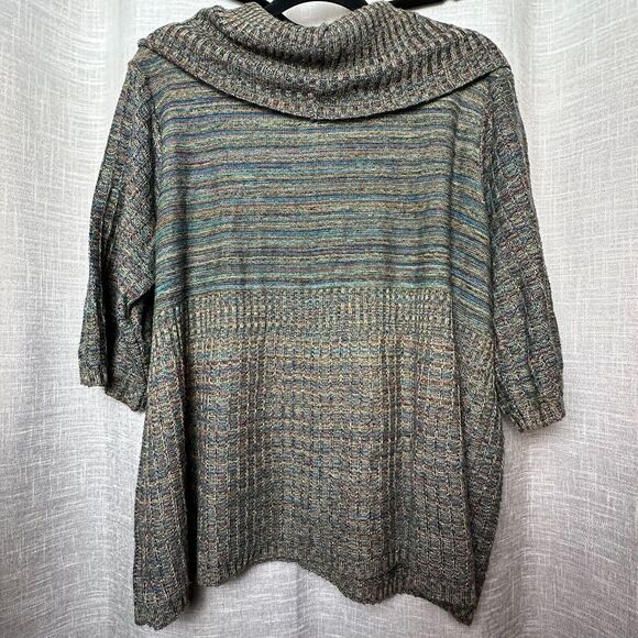 2/$30 Liz & Me Colorful Cowl Neck Sweater Womens 1X Stretch Office Rainbow - Picture 9 of 9